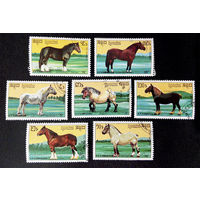 Камбоджа 1989 г. Породы лошадей. Лошади. Кони. Фауна, полная серия из 7 марок #0028-Ф2P5