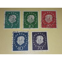 Германия ФРГ 1959 Стандарт. Теодор Хойс. Полная серия 5 марок