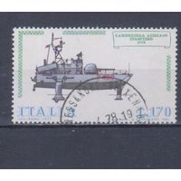 [203] Италия 1977. Военно-морской флот.Боевой катер. Гашеная марка.