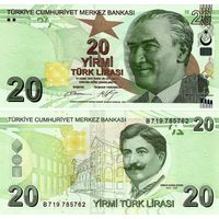 Турция 20  лир  (образца 2009 года) 2020 год  UNC