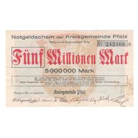 Германия Пфальц 5 000 000 марок 1923 года. Состояние aUNC!