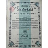 Германия, Берлин 1926, Облигации, 1000 Голдмарок -8%, Водяные знаки, Тиснение. Размер - А4
