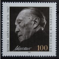 25 лет со дня смерти доктора Конрада Аденауэра, Германия, 1992 год, 1 марка