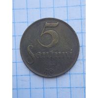 5 сантимов 1922. Латвия. С 1 рубля