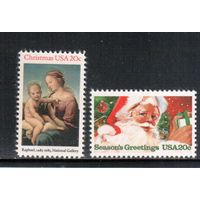 США-1983, (Мих.1663-1664) , **  , Рождество и Новый Год, Живопись (полная серия)