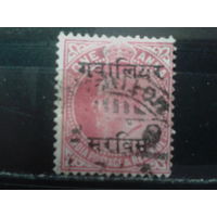 Британская Индия 1907 Король Эдуард 7 1 анна Надпечатка