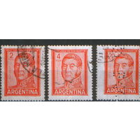3 марки 1961-1967 гг. Аргентина "Генерал Хосе Франсиско де Сан Мартин"
