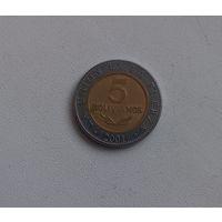 5 Боливиано 2001 (Боливия)