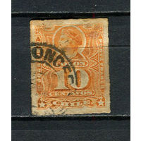 Чили - 1883/1899 - Колумб 10С - (есть надрыв) - [Mi.35a] - 1 марка. Гашеная.  (Лот 36EH)-T5P9