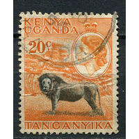 Британские колонии - Кения, Уганда, Таганьика - 1954/1959 - Елизавета II и лев 20С - [Mi.95] - 1 марка. Гашеная.  (Лот 53EW)-T25P3