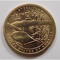 США 1 доллар 2024 Американские инновации Стальной плуг Иллинойс Двор D и Р 22-я монета в серии.