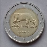 Латвия 2 евро 2016 г. Латвийская бурая корова