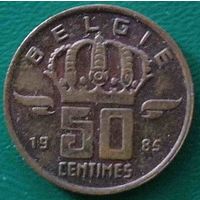 Бельгия 50 сантимов 1985 года (надпись на голландском "BELGIE")