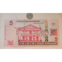 Werty71 Суринам 5 гульденов долларов 2012 UNC банкнота Корабль
