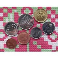 Фиджи набор монет 1, 2, 5, 10, 20, 50 центов, 1 доллар, UNC. Королева Елизавета II.