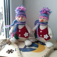 Снеговики текстильные куколки ручной работы ростик 16 см ручки подвижны Цена указана за 1 куколку