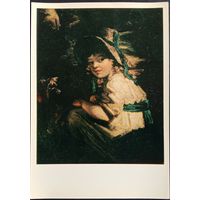 Английская живопись. Портрет девочки в соломенной шляпке. 1977. Размер 15* 21