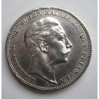 Пруссия  3 марки 1908 серебро .10-346