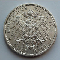 Пруссия 3 марки. 1911. А