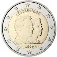 2 Евро Люксембург 2006  25 лет со дня рождения наследного Великого Герцога Люксембурга Гийома UNC из ролла