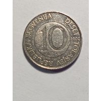 Словения 10 толаров 2002 года . Брак - дата перевёрнута  !