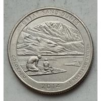 США 25 центов (квотер) 2014 г. P. Парк Песчаные Дюны. Штат Колорадо