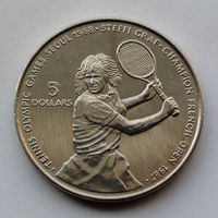 Ниуэ 5 долларов. 1987. XXIV летние Олимпийские Игры, Сеул 1988 - Теннис, Штеффи Граф