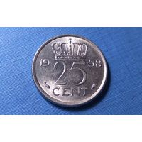 25 центов 1958. Нидерланды. AU!