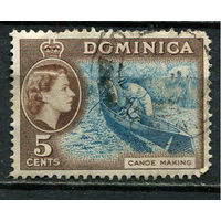 Доминика - 1957 - Королева Елизавета II и лодка 5С - [Mi.154] - 1 марка. Гашеная.  (Лот 67EW)-T25P3