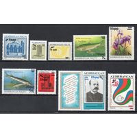 Надпечатки нового номинала на марках предыдущих выпусков Азербайджан 2006 год 9 марок