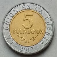 Боливия 5 боливиано 2017 г.