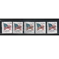 США-1992, (Мих.2314 D+Е+G+Н), гаш. , Стандарт, Флаг, (одиночка), 5 зубцовок