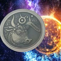 Телец. Зодиакальный гороскоп, 1 рубль 2014 медно-никелевая монета