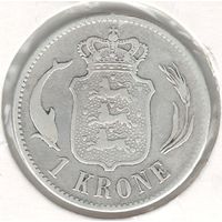 Дания 1 крона 1875 года. Серебро. Нечастая!