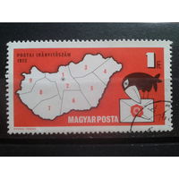 Венгрия 1973 карта Венгрии, почтовая индексация