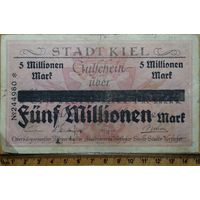 5 миллионов марок 1922 года Германия, Киль (500 марок -штамп-)