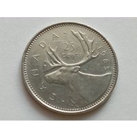 Канада 25 центов 1985
