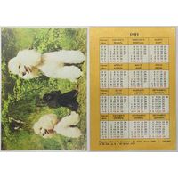 Карманный календарик 1991, Пудель