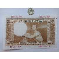 Werty71 Испания 100 песет 1953 банкнота Фуэнсанта и художник Хулио Ромеро де Торрес