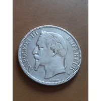5 франков 1869 год, Франция, Император Наполеон III.
