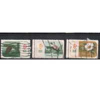 США-1969, (Мих.986-989) , гаш. , Флора, Цветы, 3 марки
