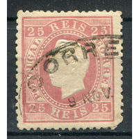 Португалия - 1870/76г. - король Луиш I, 25 R - 1 марка - гашёная. Без МЦ!