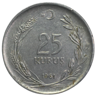 Турция 25 курушей, 1961