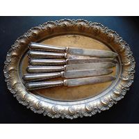 Старинные закусочные ножи XIX / нач. XX в. серебро Sterling 6 шт. не 84 пр., не с рубля
