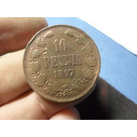 10 пенни 1897 г. Российская Империя для Финляндии большая монета