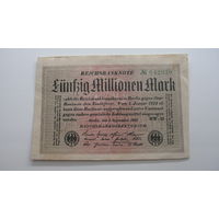Германия 50 миллионов марок 1923 г. Ro 108 е ( перед номером - знак номер )