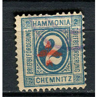 Германия - Хемниц - Местные марки - 1887 - Надпечатка (красн.) Стрела на 2Pf - [Mi.19bii] - 1 марка. Гашеная.  (Лот 102CS)