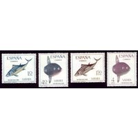 4 марки 1966 год Испанская Сахара Рыбы 283-286