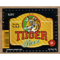 Этикетка пиво Tiger Прибалтика Е554