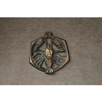 Настенный барельеф "РАК", времён СССР, силумин, размер 14*14 см.